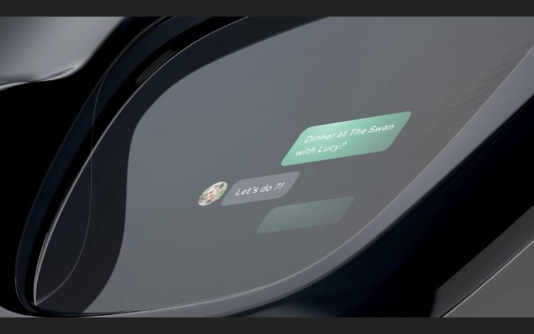 レンズに映るテキストチャット